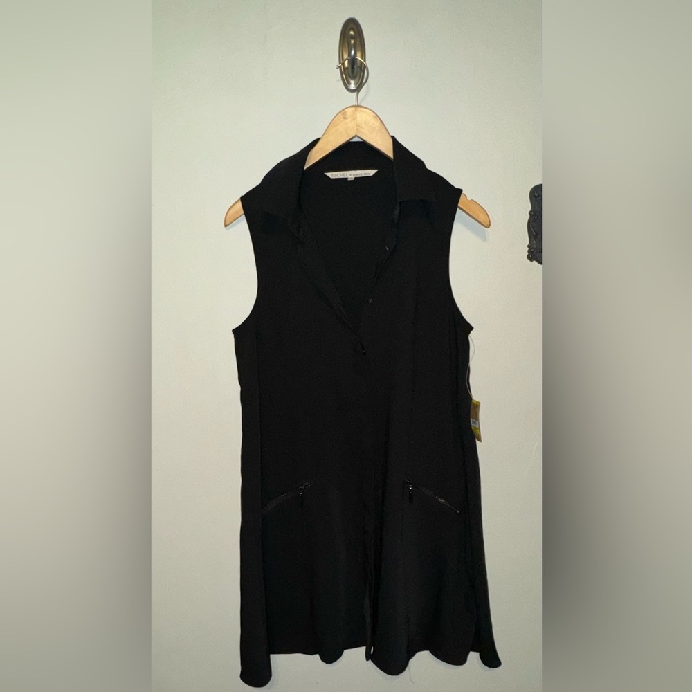 Rachel roy black sleeveless crepe shirt dress